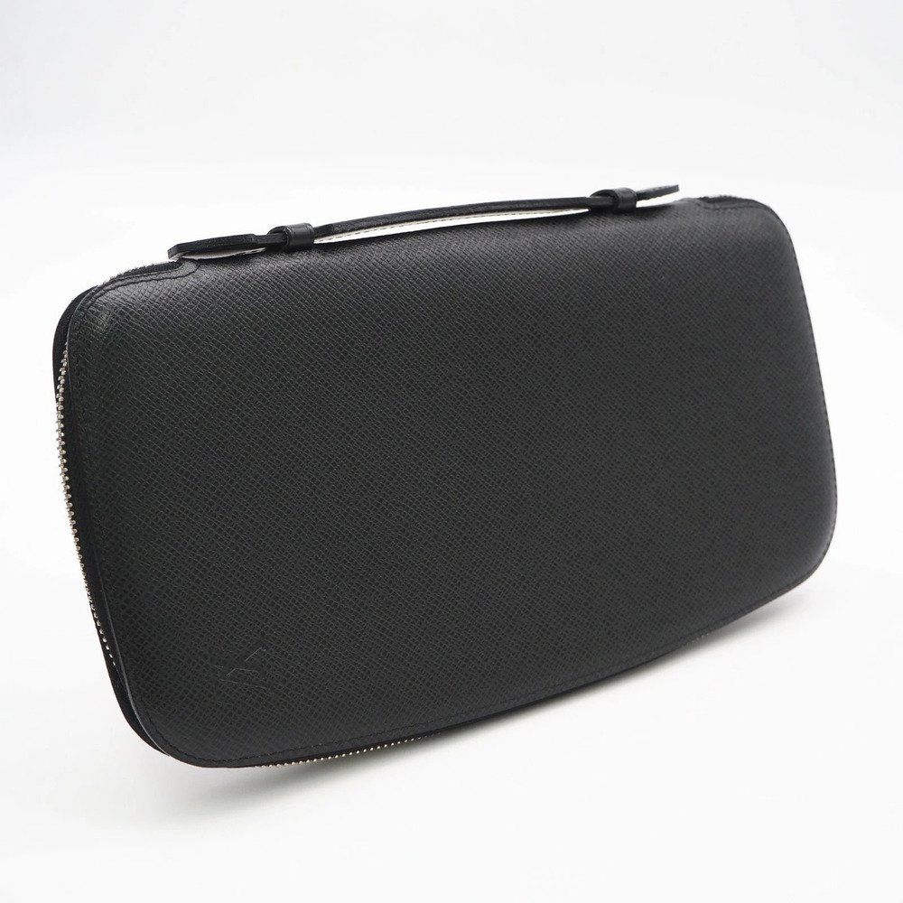 Louis Vuitton Taiga Organizer Atoll Long Wallet Calf Leather Black